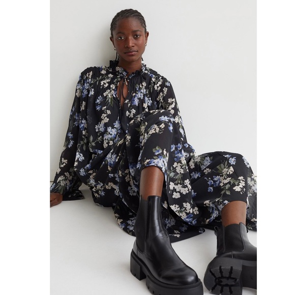 Floral Chiffon H&M Midi DRESS - NWT long sleeved - Picture 6 of 15